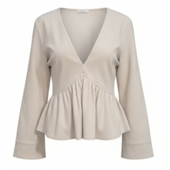 Rebecca Taylor Tops - NWT Rebecca Taylor Alabaster Trapeze Top XL Bell Sleeve V-Neck